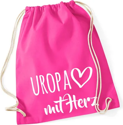 Produktbild von Huuraa Turnbeutel Uropa mit Herz 12 Liter Fuchsia Baumwolle Rucksack Geschenkidee