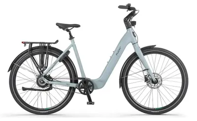 Immagine prodotto di Puch E-Nova - Bicicletta elettrica - Ruote da 28 pollici - Motore da 250W - Autonomia di 160 km - Cambio automatico a 2 velocità - Freni a disco idraulici - Batteria da 540Wh - Telaio a entrata bassa - Verde menta opaco