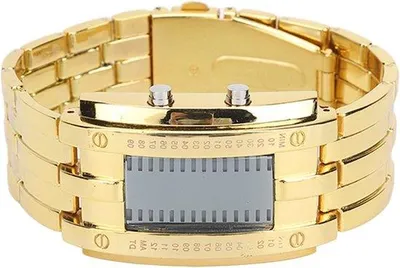 Image de Montres LED pour homme avec mode minuteur binaire et cadran numérique à LED (doré)