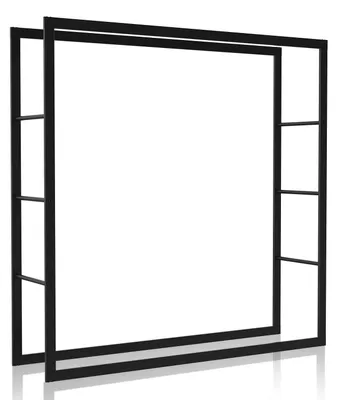 Image de Étagère Peviasot pour bois de chauffage, en fer de 0,8 mm, revêtue de poudre noire, dimensions 100 x 100 x 25 cm, avec patins antidérapants pour cheminée et poêle