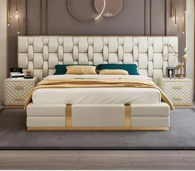 Produktbild von Bett Polster Design Luxus Doppel Hotel Betten beige Luxus Hotel Neu