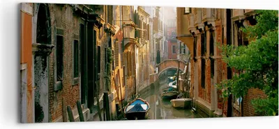 Produktbild von Bild auf Leinwand - Leinwandbild - Venedig Brücke Wasser Haus - 120x50cm - Wand Bild - Wanddeko - Leinwanddruck - Bilder - Kunstdruck - Wanddekoration - Leinwand bilder - Wandkunst - AB120x50-2532