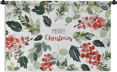 Produktbild von MuchoWow® Wandteppich Wandbehang Weihnachten - Zitat - Aquarell 90x60 cm Tapisserie Dekoration Wandtuch - Wandskulpturen - Bildteppich