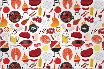 Produktbild von Küchenmatte 120x180 cm Vinylmatte Bodenmatte Dekoration - BBQ Fleisch Gemüse cafe
