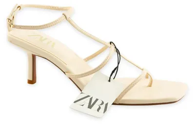 Produktbild von ZARA Damen-Sandalen mit Stiletto-Absatz in Hellbeige 40