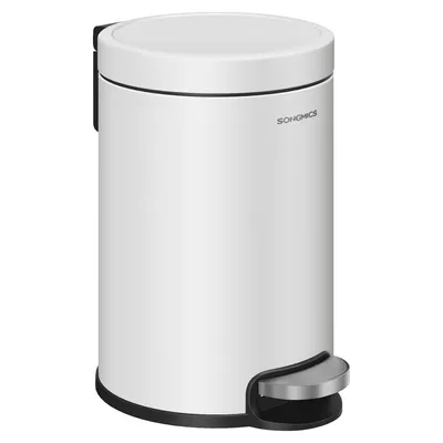 Produktbild von Kosmetikeimer, 3 L Mülleimer Bad, mit Softclose-Deckel, Tretmülleimer, Stahl, weiß