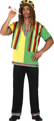 Produktbild von Rastafarian Junggesellenabschied 70er Jahre Thematische Farbenfrohes Kostüm Nostalgische Retro Stil Mit Vibes Von Freiheit Kreative Party Outfit, Größe: 48 - 50 (M) Farbe: Mehrfarbig