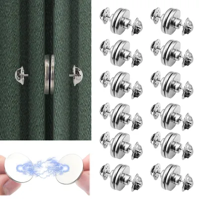 Produktbild von 12 Paar Magnetische Vorhangbefestigungen, Raffhalter, Vorhangknöpfe, Vorhangclips für Schlafzimmer, Küche, Büro
