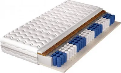 A cutaway view of a mattress showing its internal layers.