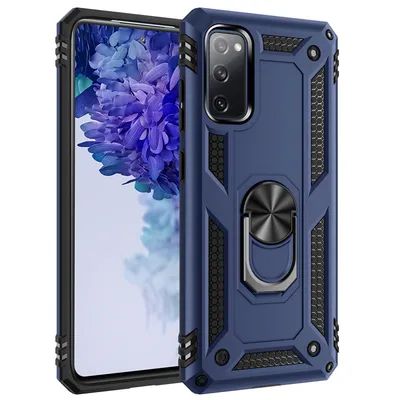 Immagine prodotto di Custodia protettiva per Galaxy S20 FE, custodia robusta a due strati, testata in ambito militare, con supporto ad anello per Samsung Galaxy S20 Fan Edition blu