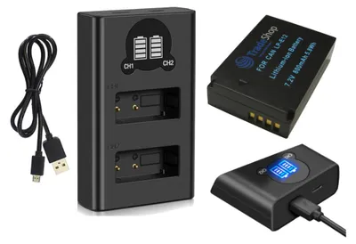 Produktbild von 2in1 Set: Akku + USB-C Doppel-Ladegerät Schnell-Ladestation ersetzt LC-E12E LP-E12 für Canon EOS M, M2, M10, M50, M100, M200, EOS 100, 100D