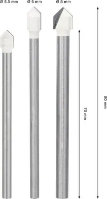 Produktbild von CYL-9  Soft Ceramic Bohrer-Set, 5,5 x 70; 6 x 80; 8 x 80 mm, 3-tlg.