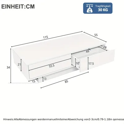 Produktbild von Couchtisch - Couchtisch - Beistelltisch - Weißer Couchtisch - 115x55x34 cm