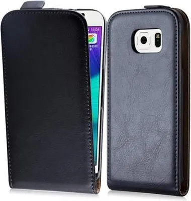 Produktbild von Cadorabo Hülle für Samsung Galaxy S6 Schutzhülle in Schwarz Flip Handyhülle Case Cover Etui Kunstleder