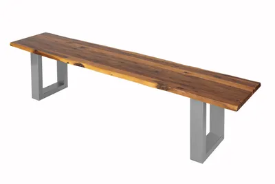 Produktbild von Sitzbank Baumkante 180 cm Cognac massiv Akazie silber ESRA
