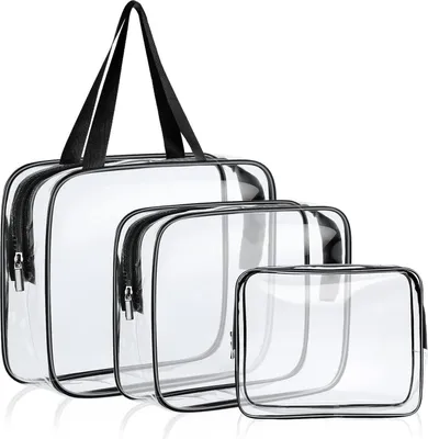 Produktbild von Aucuu Transparente Kulturtasche 3er-Set wasserdicht TSA-zugelassene Kosmetiktaschen