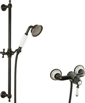 Produktbild von PaulGurkes schwarzes Aufputz Duschset Retro Duscharmatur Nostalgie Duschstange
