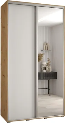 Produktbild von MEBLE KRYSPOL Cannes 3 Schrank mit 2 Schiebetüren - 205,2x140x45 cm - Artisan Weiß Silber