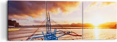 Produktbild von Bild auf Leinwand - Leinwandbild - Ufer Boot Strand - 120x40cm - Wand Bild - Wanddeko - Wandbilder - Leinwanddruck - Bilder - Kunstdruck - Wanddekoration - Leinwand bilder - Wandkunst - CA120x40-3905