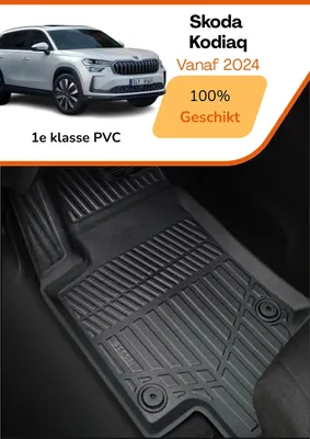 Image de Skoda Kodiaq 2024–aujourd'hui – Tapis de sol haut de gamme aspect carbone – TPE de haute qualité – Protection toutes saisons – Bords surélevés – Antidérapants