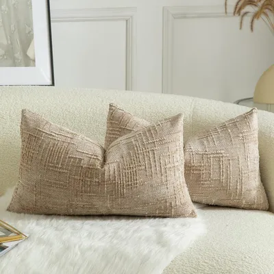 Immagine prodotto di Set di 2 federe per cuscini in velluto, 30x50 cm, decoro cammello, morbide