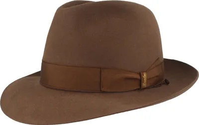 Borsalino edler Fedora Haarfilzhut mit mittelbreiter Krempe in braun