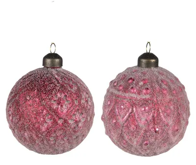 Produktbild von Clayre & Eef Weihnachtskugel 2er Set Ø 8 cm Rot Glas