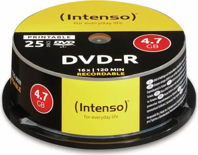 Produktbild von DVD-R Intenso 4,7GB  25pcs CaseBox printable inkjet 16x