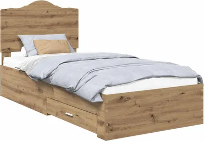 Produktbild von vidaXL Bettrahmen mit Kopfteil Artisan-Eiche 90 x 190 cm Holzwerkstoff