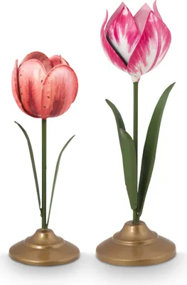 Produktbild von Pip Studio Set/2 Tulip Candle Holders Metal Pink