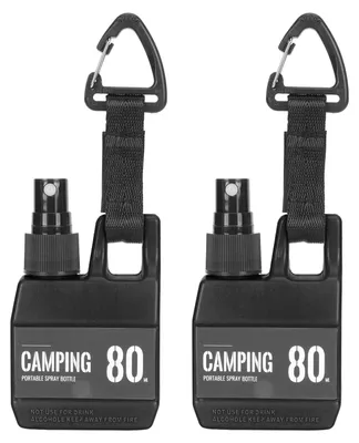 Produktbild von 2 Stück, 80 ml, kleine Sprühflasche, Presstyp, feiner Nebel, Reisegröße, mit Schnalle, Schwarz
