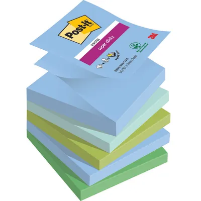 Immagine prodotto di Post-it® SuperSticky R330-5SS-OAS Blocchetto Super Sticky Z-Notes Oasis Collection - 76 x 76 mm, sortiert, 5x 90 Blatt