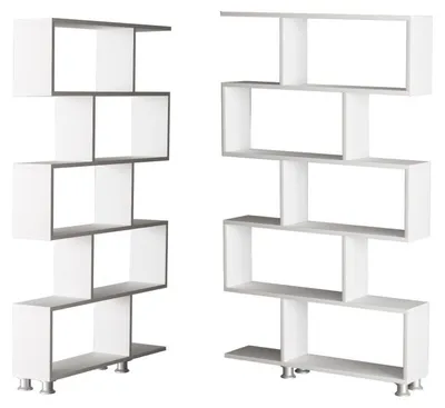 Image de Bibliothèque en panneaux de particules mélaminés blanc - 90 x 156 x 20 cm - Étagères ouvertes
