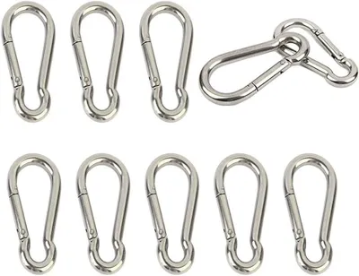 Productafbeelding van Karabijn Haken - Mini Clips - Sleutels Bevestigen - Roestvrij Staal - 10 Stuks - Zilver