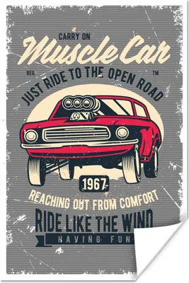 Produktbild von MuchoWow® Poster Mancave - Auto - Vintage - Rot 80x120 cm - Papierdruck