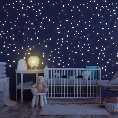 Obrázok produktu pre Tetovanie na stenu Fluorescenčné Hviezdy 400 ks, samolepiace, nástenná dekorácia, pre detskú izbu, hviezdy v