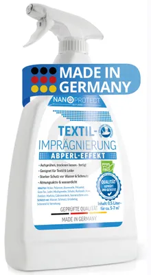 Produktbild von Nanoprotect Textilimprägnierung | 500 ml Spray | High-Tech Imprägnierspray für Textilien | Stark wasserabweisend mit Abperleffekt | Ideal gegen Schmutz und Nässe