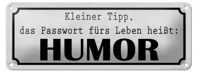 Produktbild von Blechschild Spruch 27x10cm Passwort fürs Leben heißt HUMOR Dekoration