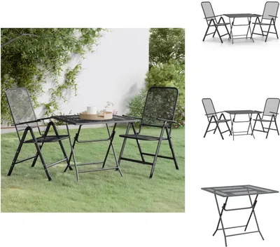 Produktbild von vidaXL 3-tlg. Garten-Essgruppe Streckgitter Anthrazit -  Gartenmöbel-Sets