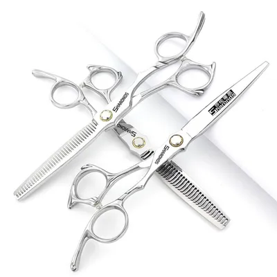 Immagine prodotto di Set di forbici da parrucchiere, lunghezza 6.5 pollici, 3 pezzi, acciaio giapponese 440C, design ergonomico
