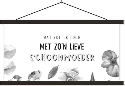 Produktbild von MuchoWow® Textilposter Geschenk zum Muttertag - Zitate - Schwiegermutter - Schwarz und weiß 120x60 cm mit schwarzem Rahmen - Dekoration Schlafzimmer