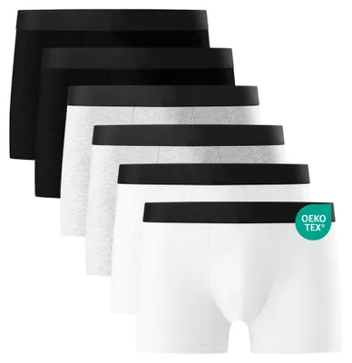 Produktbild von Falechay Boxershorts Herren 6er Pack Unterwäsche Schwarz-Weiß-Grau L – 2*schwarz+2*weiß+2*grau