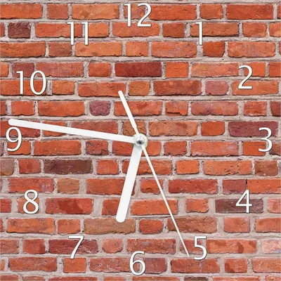 Produktbild von Wallario Design Wanduhr Rote Ziegelsteinwand - Backsteine aus Echtglas, Größe 20 x 20 cm