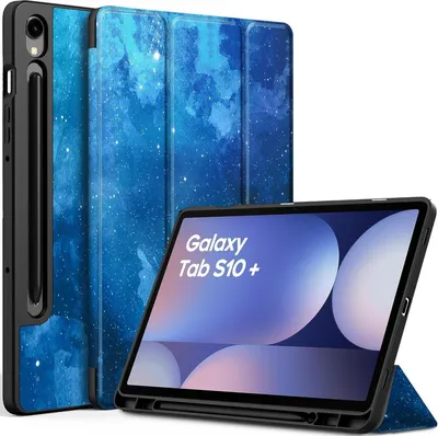 Zdjęcie produktu dla Etui Samsung Galaxy Tab S9 FE+ Plus/S9 Plus 12,4 cala 2023 Blue Stars - ultra cienkie z funkcją podstawki i uchwytem na rysik S Pen
