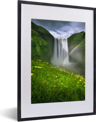 Produktbild von MuchoWow® MuchoWow® Gerahmtes Poster Regenbogen - Wasserfall - Natur 30x40 cm - Poster mit zchwarzem Bilderrahmen - Wandposter Schlafzimmer