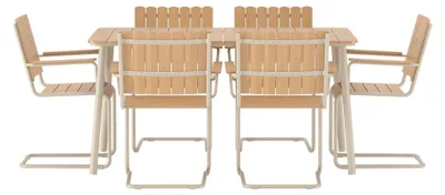 Zdjęcie produktu dla Holmsund zestaw ogrodowy stół 90x150cm 6 krzeseł beżowy.