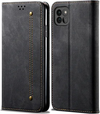Produktbild von Galaxy A22 5G Hülle, Leder Brieftasche Flip Bookstyle Schutzhülle mit Standfunktion für Samsung Galaxy A22 5G Schwarz