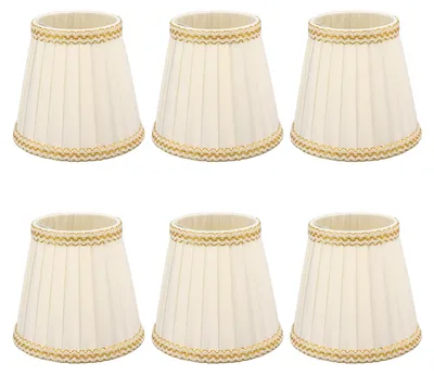 Lampenschirm-Set 6er, Leinen, mit Clip, 8,9x14x13,9 cm
