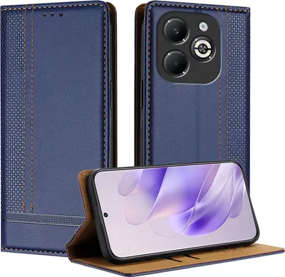 Image de Etui pour Infinix Smart 8 Plus étui en cuir avec fonction stand bleu