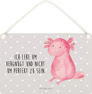Produktbild von Mr. & Mrs. Panda Schild Axolotl Niedlich DIN A5 - Grau Pastell - Geschenk, holzbild, Liebe, Weisheit, kleine aufmerksamkeit, Freundin, Holzschild, Türschild, wandtafel
